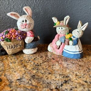 Eddie Walker vintage collectible resin Easter Spring Bunny pair